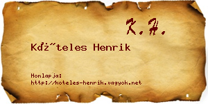 Köteles Henrik névjegykártya