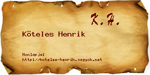 Köteles Henrik névjegykártya